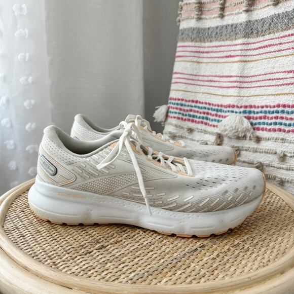 Brooks Glycerin 20 White Grey Peach Road-Running Sneakers Women’s Size 11.5 - Picture 2 of 8